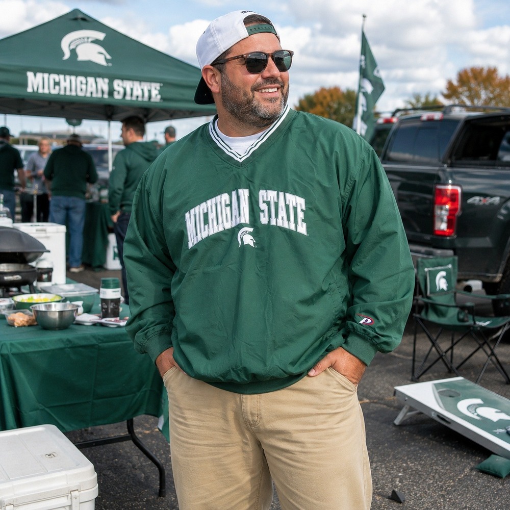 Vintage Y2K Pro Player Michigan State Spartans Sweatshirt Windbreaker Men's 2XL